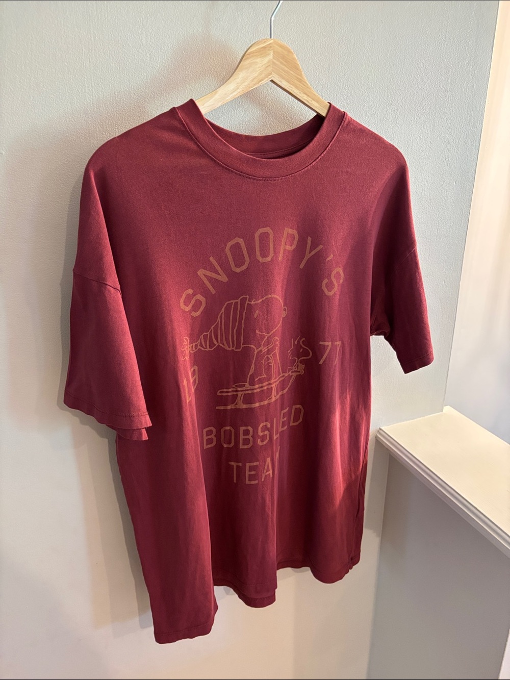 American Eagle Outfitters Burgundy Snoopy Graphic Tee - XS/S Oversized